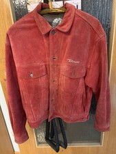 Vintage Wildleder Jacke Diesel Jeansstyle Rot Gr. M leicht gefüttert Used