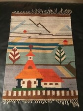 True Vintage Wandteppich Läufer Kelim Polen Wolle 60er 70er polnisch Kilim alt