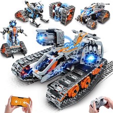 Technik Bauspielzeug Mit LED Lichtern, 5-In-1 App- & Fernsteuerung Panzer Robote