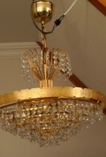 sehr schöner Kristall Lüster Kronleuchter Hängelampe Korblüster