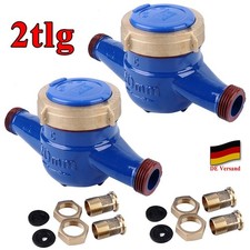 2 Wasserzähler Geeicht 3/4" Wasseruhr Kalt Wasser Gartenwasseruhr Zapfhahnzähler