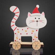 LED Figur Katze Holz