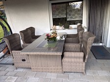 Merxx Gartenmöbel Atrani Set 7tlg. 6 Sessel + 1 Digitaldrucktisch inkl. Auflagen