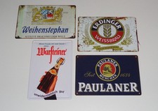 4 Blechschilder in 20x30 cm Erdinger, Paulaner, Weihenstephan Warsteiner Bier