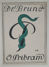 Exlibris für Dr. Bruno O. Pribram von Eduad Gärtner Schlange (7.7)