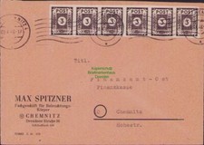B21559 Brief SBZ 6x 51 tx MeF Ostsachsen Max Spitzner an Finanzamt Chemnitz 1946