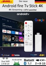 2025 Android 14  Tv Stick Box 4K 2 Wifi BT-Sprachfernbedienung YouTube Apps+