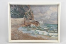 N92S67- Gemälde Meeresbrandung an Steilküste signiert Sina Ané (?)