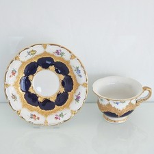 Meissen, Mokkagedeck, B-Form, Goldbronze