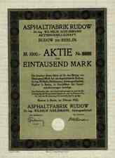 Asphaltfabrik Rudow Dr. Ing. Wilhelm Schliemann 1922 Berlin 1000 Mark Gründer #