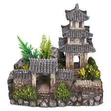 Nobby Aquariendekoration Asiatischer Tempel mit Pflanzen 18,5x14,2x17 cm