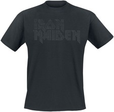 Iron Maiden T-Shirt Herren Black On Black Logo Stacked schwarz