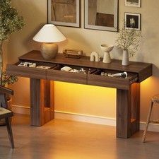 Konsolentisch 140cm Beistelltisch Flurtisch Sofatisch mit 3 Schubladen & LED