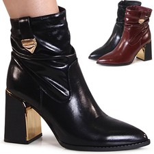 Damenschuhe Stiefeletten Ankle Boots Spitze Booties Pumps Elegant Metallic