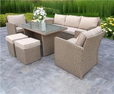 RATTAN GEFLECHT GARTEN OUTDOOR WÜRFEL TISCH UND STÜHLE MÖBEL TERRASSE ESSGRUPPE 