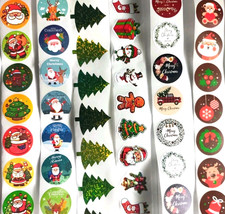 Weihnachtsaufkleber, 60 verschiedene runde  Weihnachts-Sticker, selbst klebend