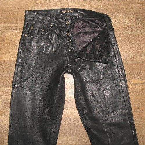 Schmale pantera lederjeans - -,
