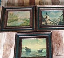 3 Ölgemälde alt, 35 x 42 x 5, ca. 1945, Dachbodenfund Öl auf Leinwand 