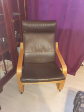 ikea sessel poäng mit Lederauflage braun