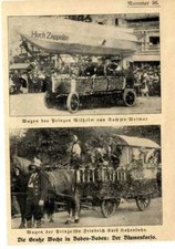 Große Woche Baden Baden Zeppelin- & Prinzenwagen Blumenkorso Ausschnitt v.1908