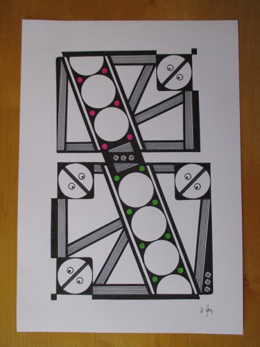 Tuschegrafik vier - tuschegrafik, "vier
