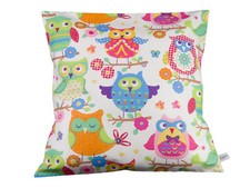 Kissenhülle Eulen weiß bunt - 40 cm x 40 cm 100% Baumwolle 