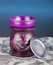 Aromalampe Duftlampe Om  Duftöllampe lila Speckstein indisch mit Sieb