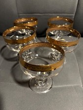 5 Sektschalen mit Goldrand (?) Toll Verziert mit Muster - TOP!