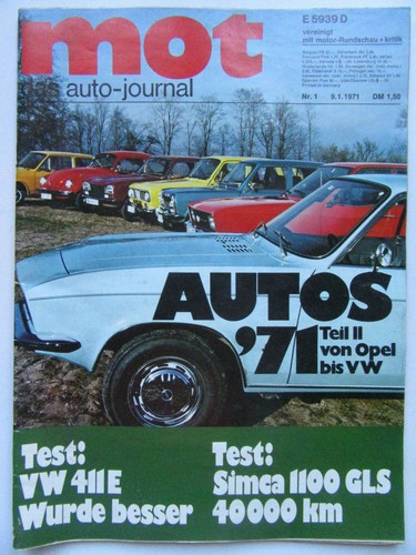Mot auto journal 1971 - mot, vw