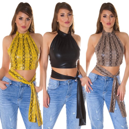Damen crop top schlangenmuster - damen-crop-top,