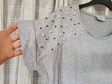 AMY VERMONT-shirt-S/M/kl. L- edel, Perlen- Überschnittene Schulter - Design PUR 