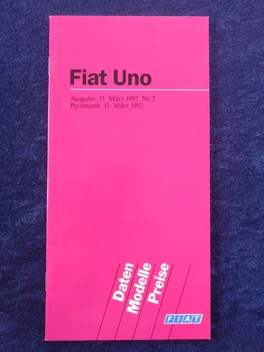 Fiat uno preisliste 1992 - fiat,