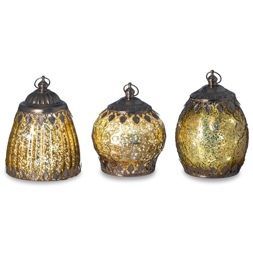 Glaslaternen gold 3er set - glaslaternen, led