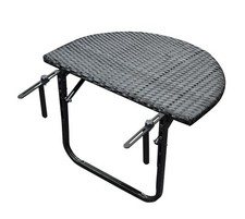 Balkonhängetisch Balkonklapptisch 60x40cm Rattan Geflecht schwarz, 2. WAHL