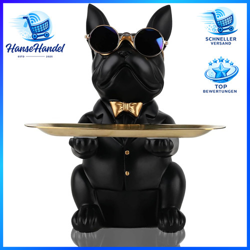 Bulldogge skulptur mit tablett - bulldogge,