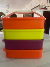 Tupperware - Klick & Go 4x 900 ml Pausen-Set mit Griff ,Kita, Schule, Picknick