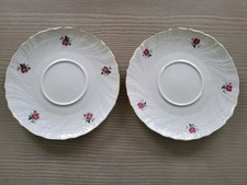 2 x Teller Tassenteller Untertassen Rosa Rosen Goldrand Schirnding Bavaria