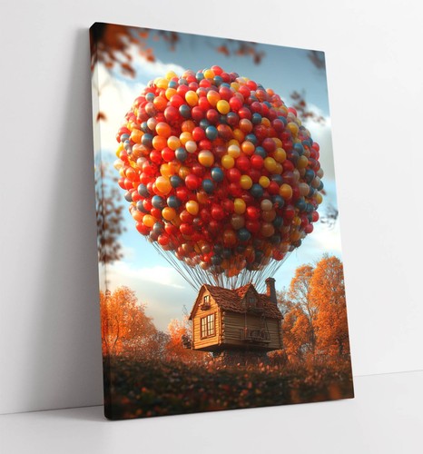 Haus mit luftballons - mit, am