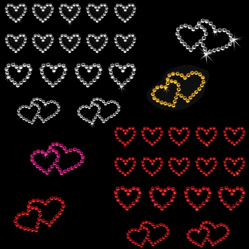 16x herz sticker - herz, strass