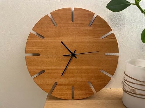 Wanduhr holz buche rund - wanduhr,
