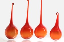 ALter Christbaumschmuck 4x GLASBAUMKUGEL Lauscha GLASKUGEL ROT mundgeblasen  #2