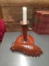 Alt Emaille Fisch Backform Rotbraun + Kerzen Leuchter 1920 Vintage  Landhaus