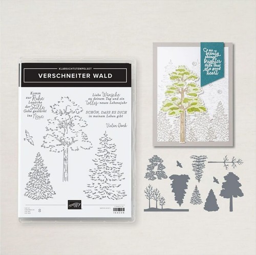Stampin verschneiter wald - stampin, up