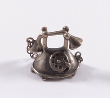 Silberfigur Figur Miniatur Telefon Fernsprecher Fernsprechapparat  Silber 