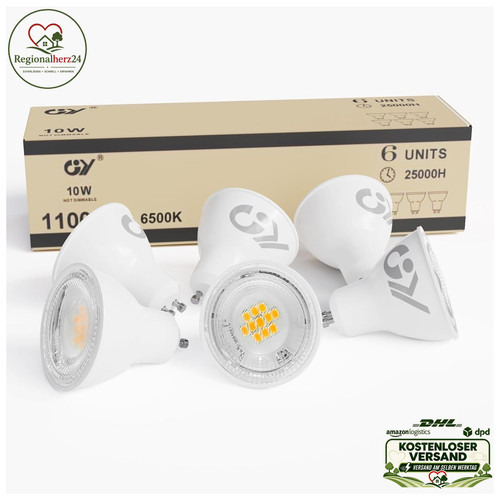 Gu10 led lampe 10w - 6500k, 1100