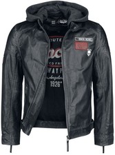 Rock Rebel by EMP Herren schwarze Lederjacke mit Kapuzeneinsatz S