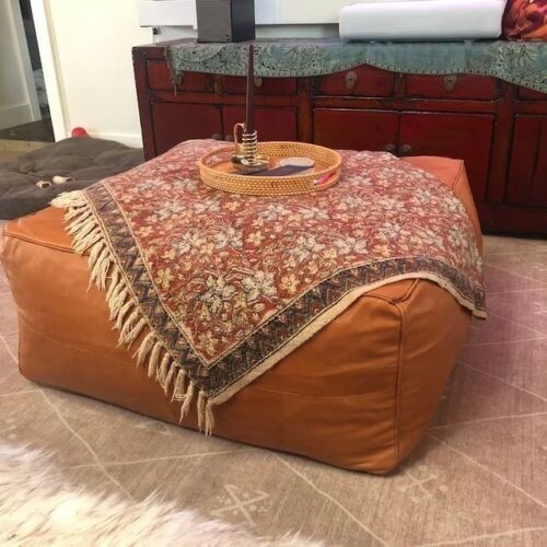 Echtleder pouffe ottomane - echtleder,
