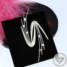 Wert 990 € Brillant Brosche (ca. 0,10 carat) 585 14 Karat Weiß Gold xxyy