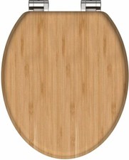 WC-Sitz Bambus mit Absenkautomatik Toilettensitz Bad Metallscharniere B-Ware