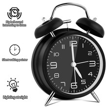 Retro Doppelglockenwecker mit Nachtlicht Lauter Alarm 4 Zoll Wecker kein Ticken